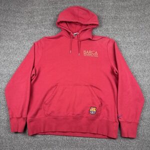 Nike FC Barcelona Hoodie Mens XL Red La Liga Soccer Pullover Embroidered Crest